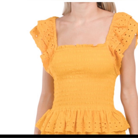 HOUSE OF HARLOW 1960 Smocked Eyelet Top Size L - Picture 2 of 5
